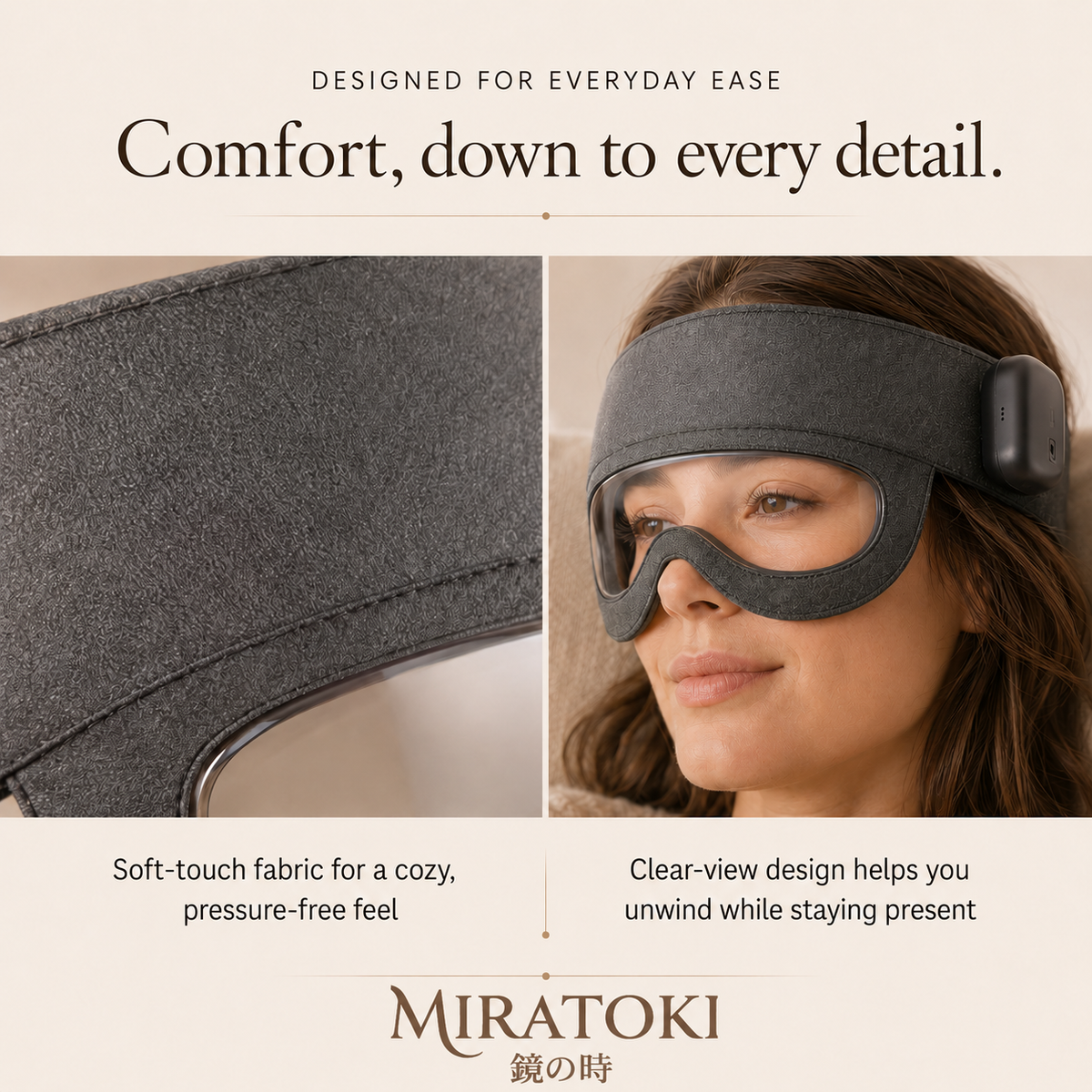 MindCloud head massager worn during a relaxation session