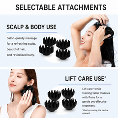 CocoWave scalp massager — two sets of interchangeable attachments